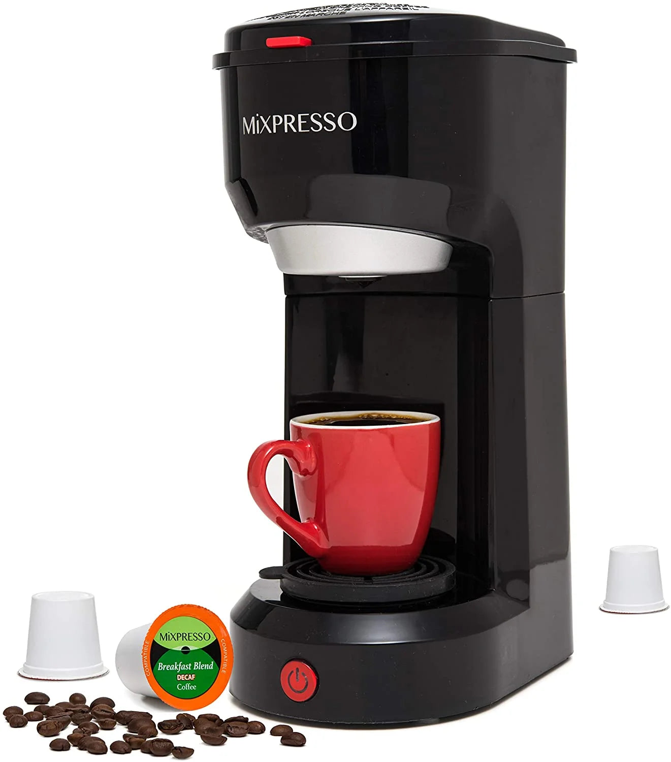 2 in 1 Single Serve Coffee Machine Mini Coffee Maker Compact K Cup Compatible, Black 14 Oz