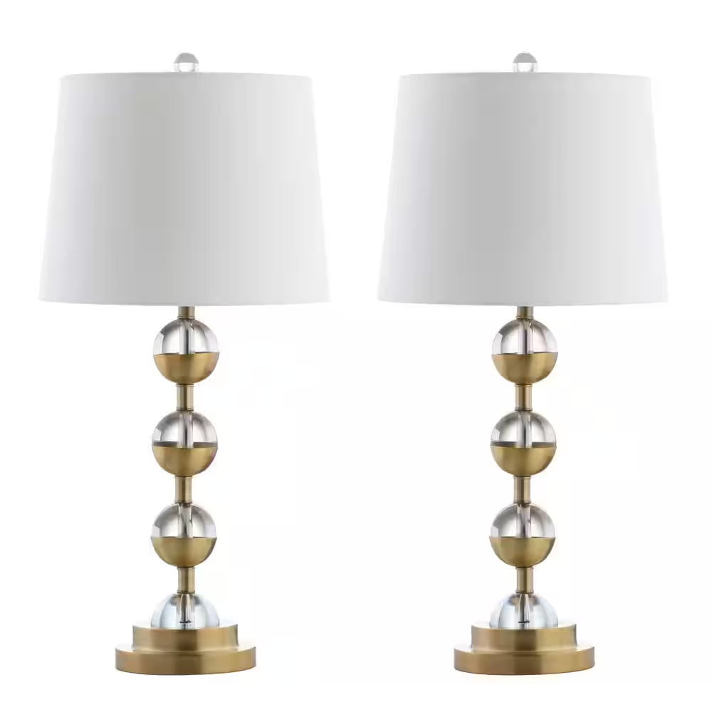 Avery 27.5 In. Clear/Brass Gold Crystal Table Lamp (Set of 2)