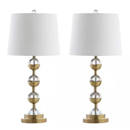 Avery 27.5 In. Clear/Brass Gold Crystal Table Lamp (Set of 2)