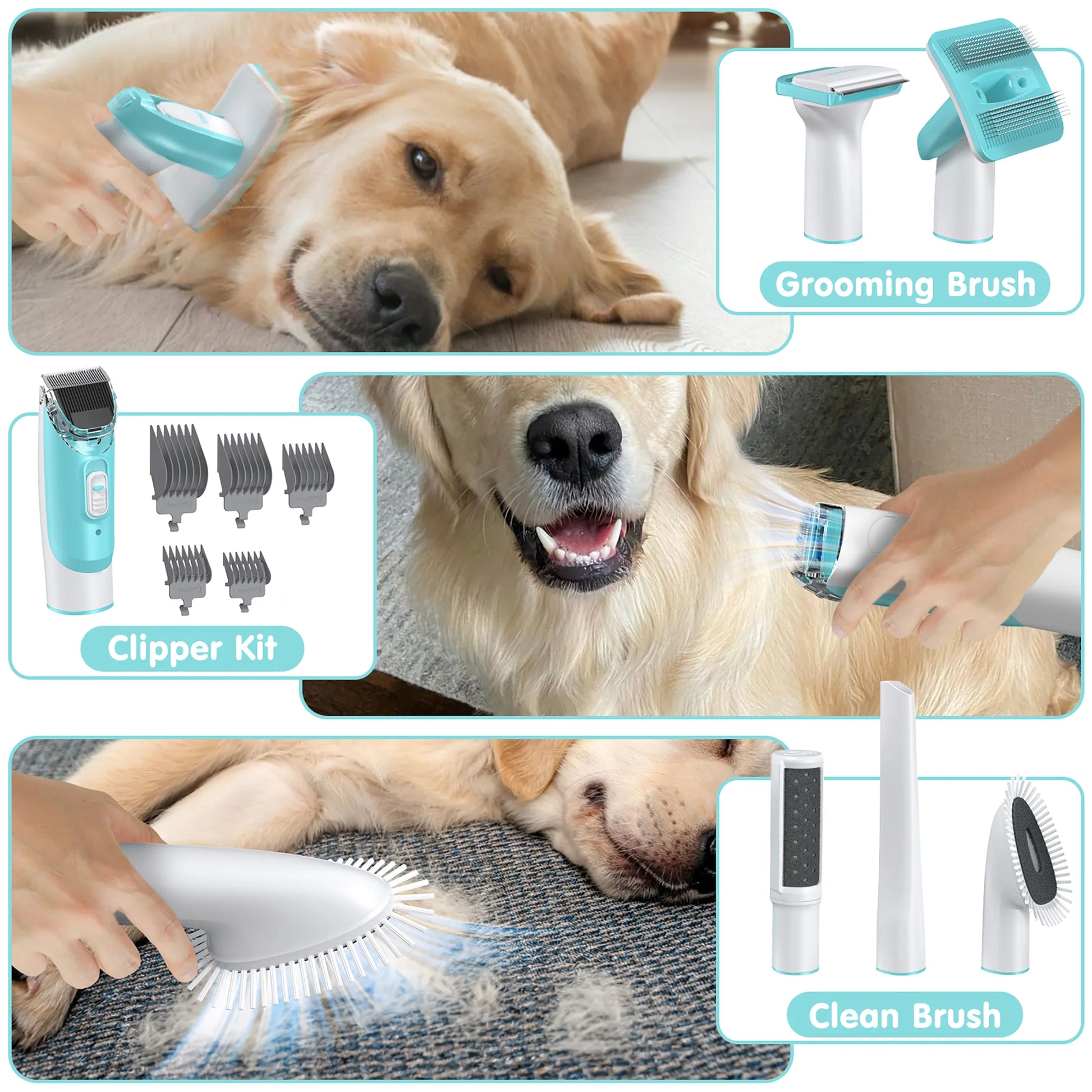 Dog Grooming Kit , 6 in 1 Pet Grooming Vacuum Kits, Dog Clippers for Grooming 11000Padog Vacuum for Shedding Grooming, Suction 99% Dog Hair, Low Noise Pet Vacuum Grooming Kit for Dog Cat