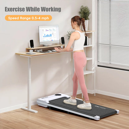 0.5-4MPH Walking Pad 300Lb,Under Desk Treadmill with Remote Control & LED Display,2 in 1 Portable Walking Pad Treadmill for Home/Office/Exercise(White)