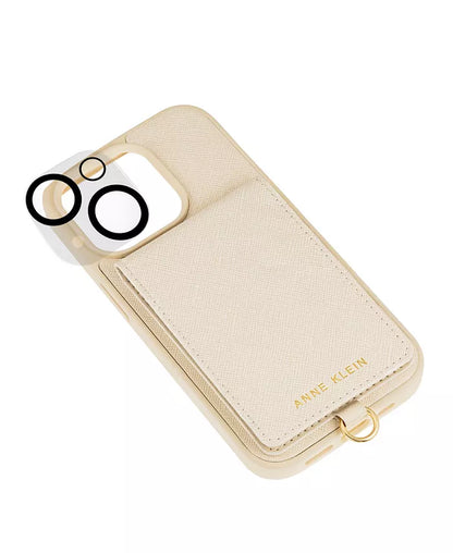 Women'S Ivory Saffiano Leather Iphone 13 and 14 Case