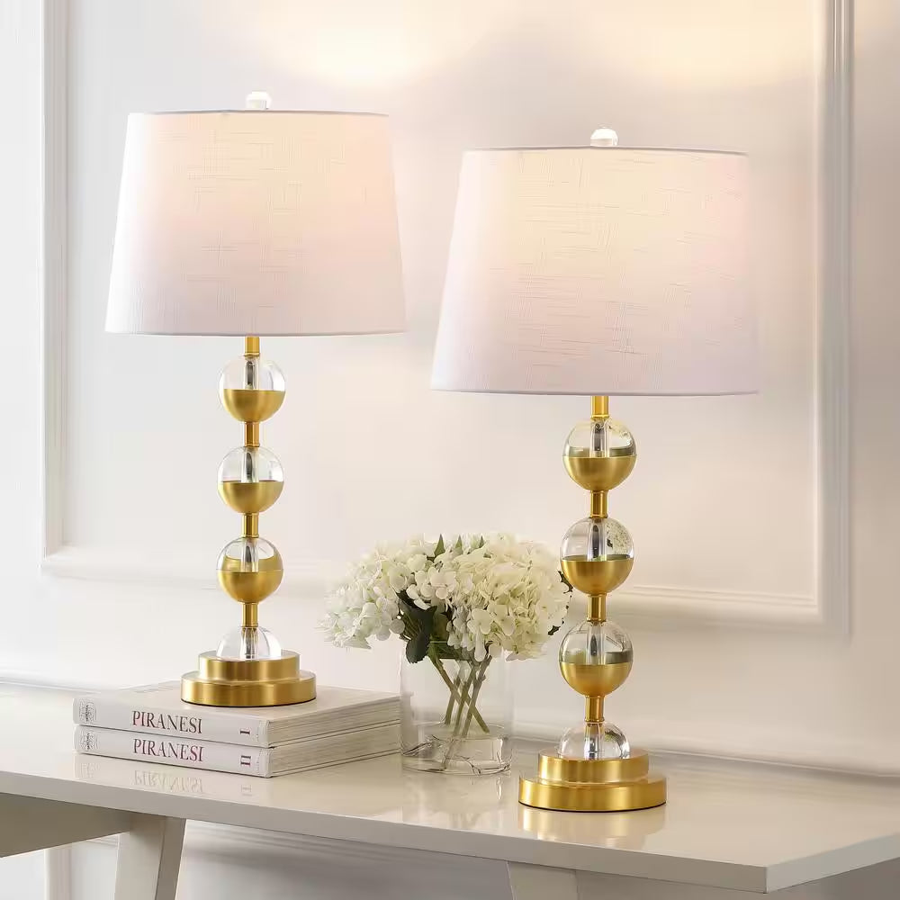 Avery 27.5 In. Clear/Brass Gold Crystal Table Lamp (Set of 2)