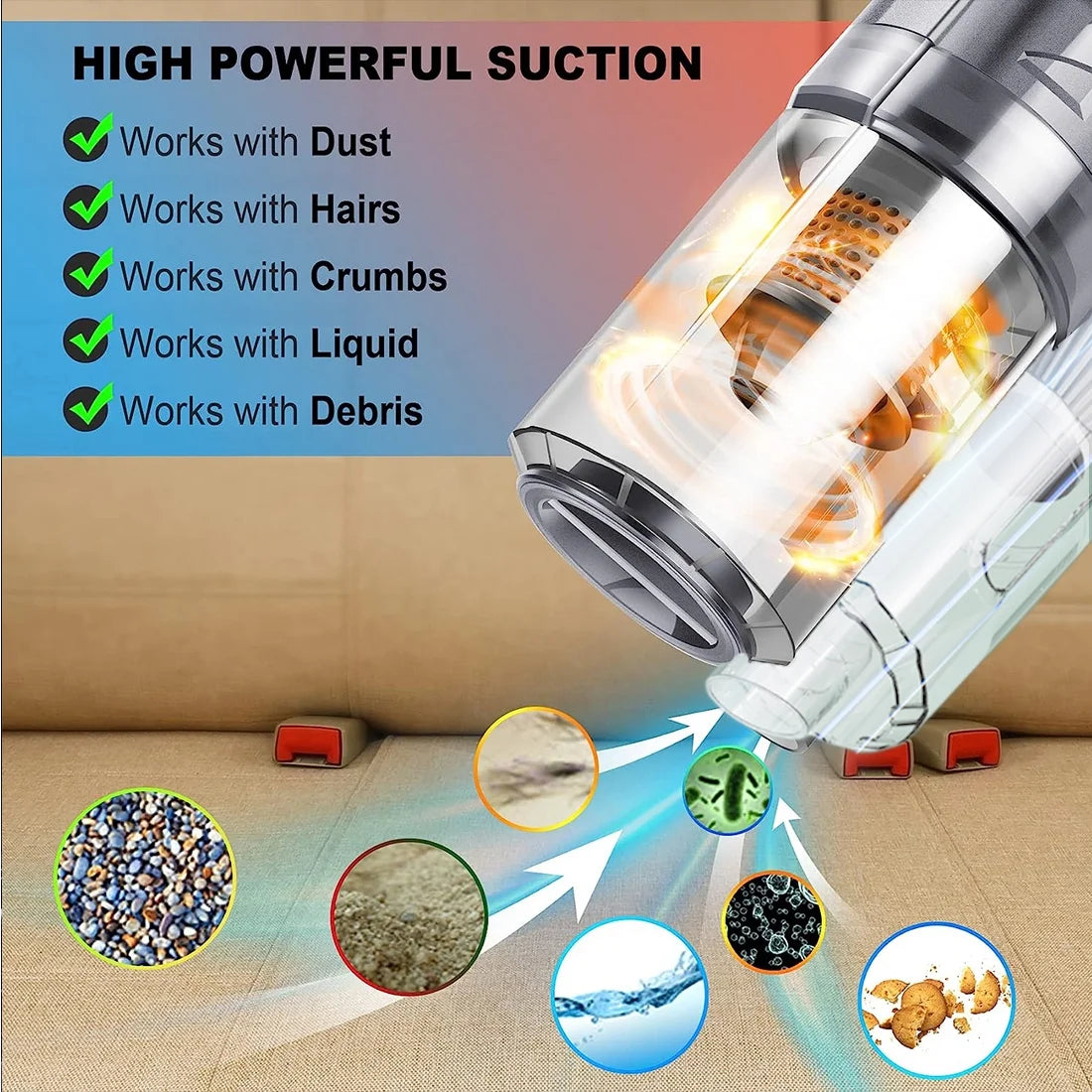 120V Cordless Vacuum Cleaner - Strong Suction