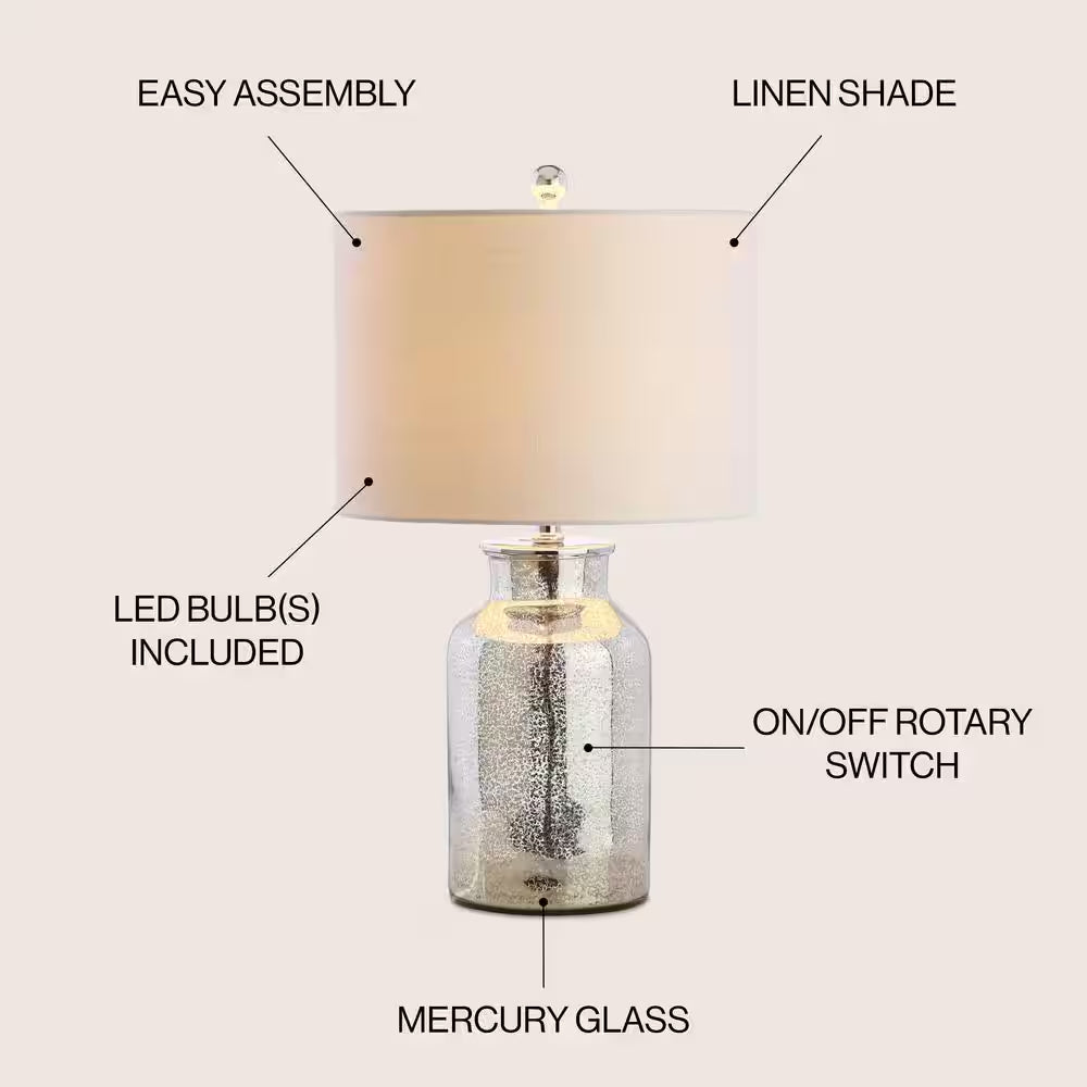 Esmee 24.5 In. Mercury Silver Mercury Glass Table Lamp