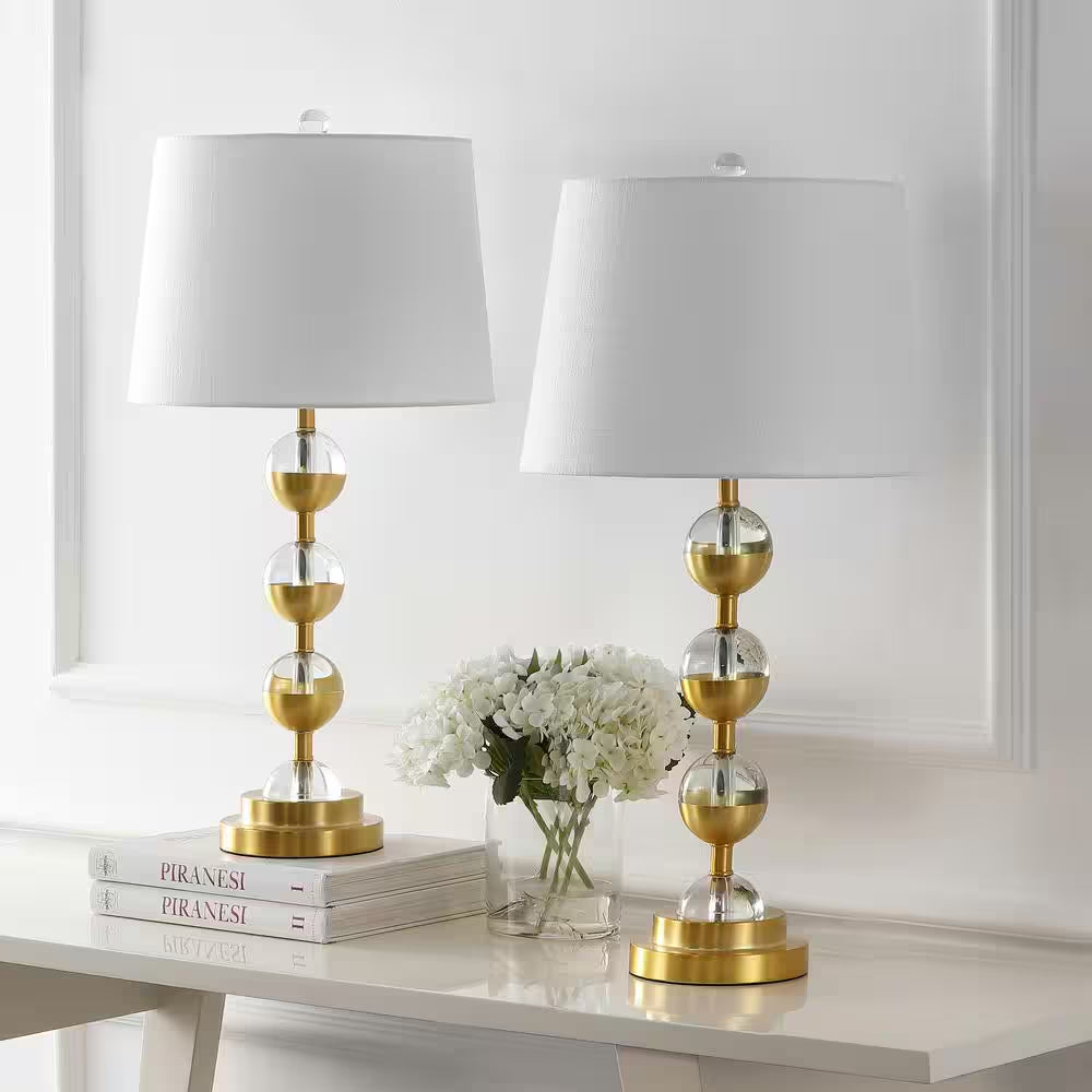 Avery 27.5 In. Clear/Brass Gold Crystal Table Lamp (Set of 2)