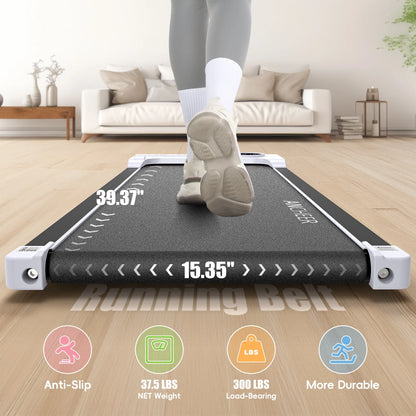 0.5-4MPH Walking Pad 300Lb,Under Desk Treadmill with Remote Control & LED Display,2 in 1 Portable Walking Pad Treadmill for Home/Office/Exercise(White)