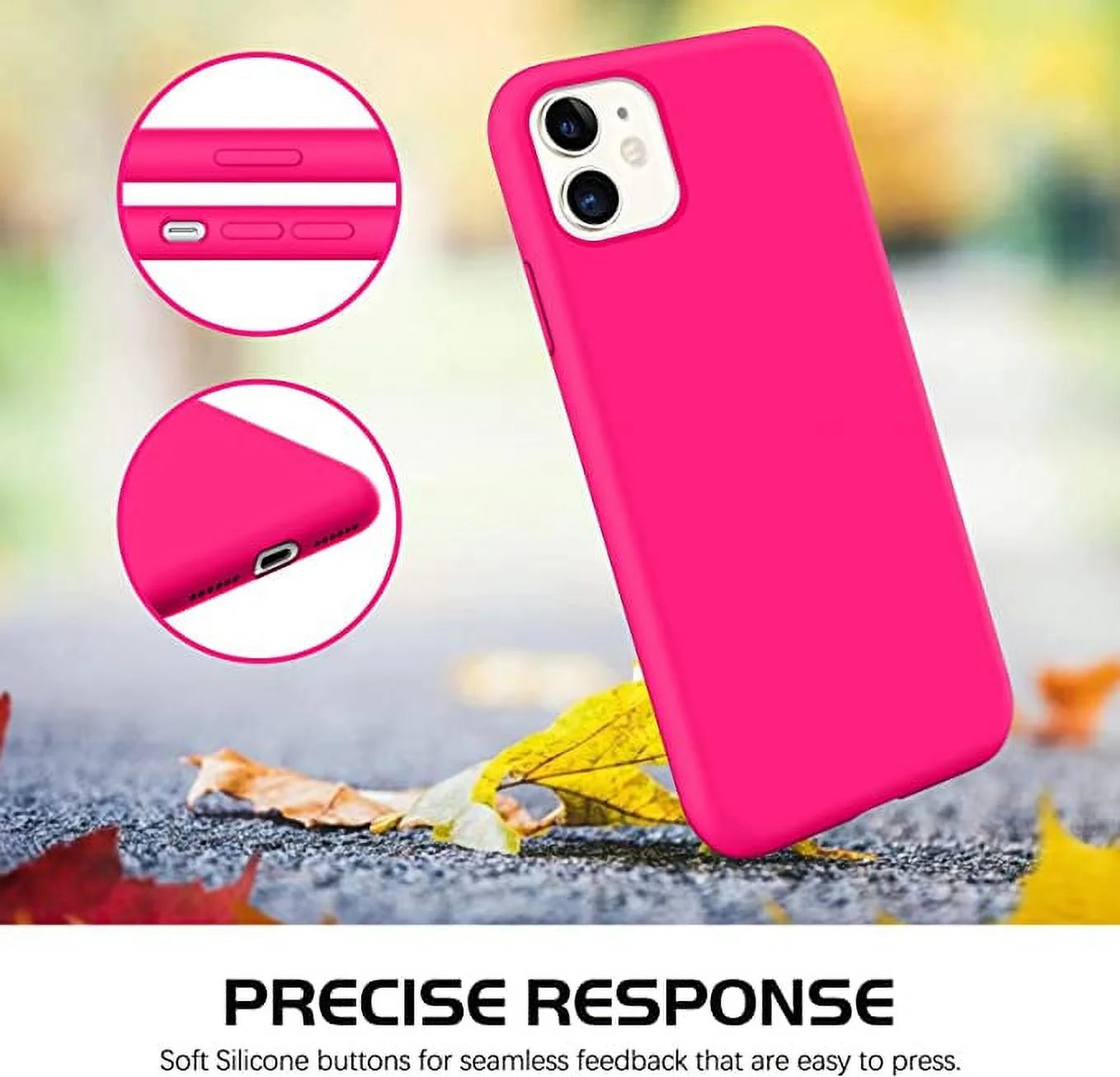 Designed for Iphone 11 Silicone Case, Protection Shockproof Dropproof Dustproof Anti-Scratch Phone Case Cover for Iphone 11, Hot Pink